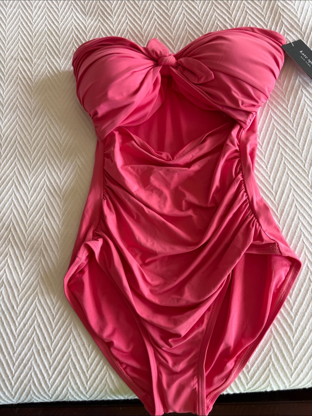 kate spade Strapless Ruched One-Piece Swimsuit - Hot Pink